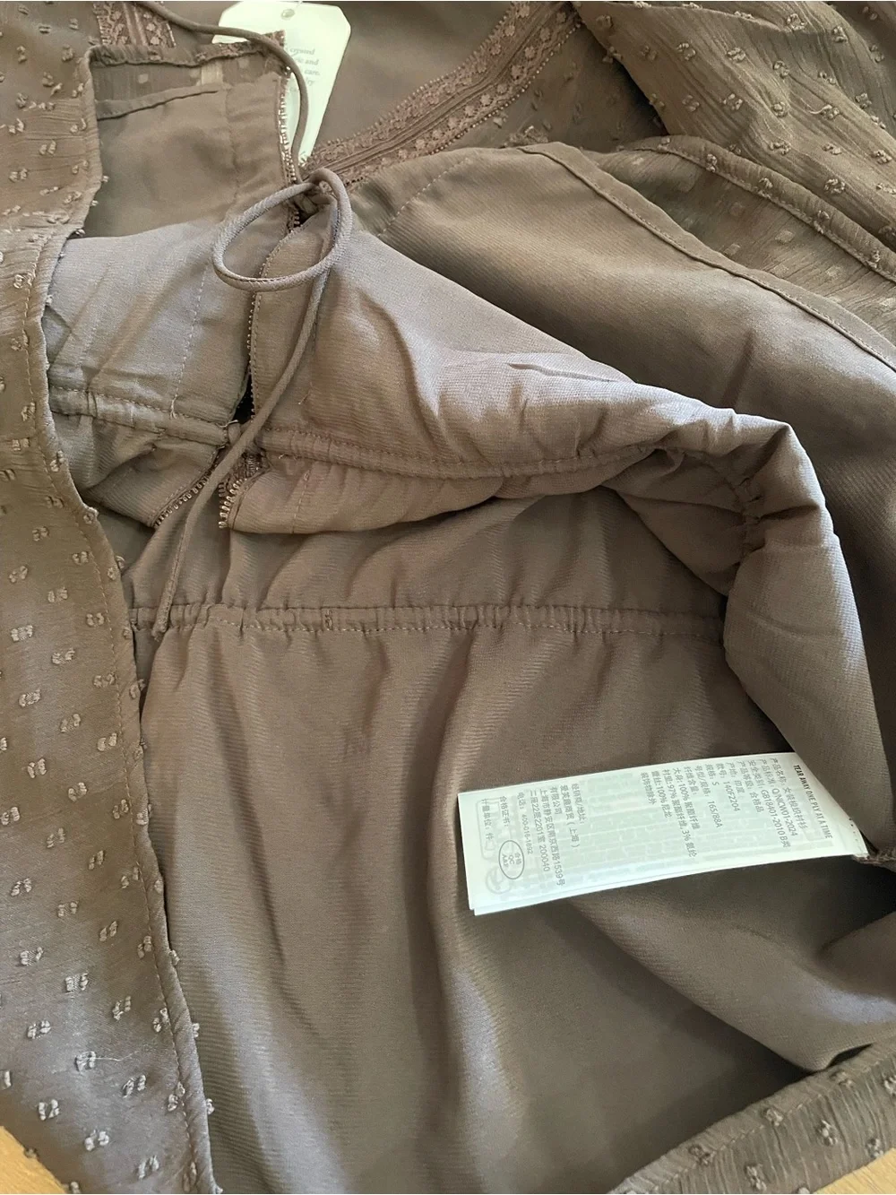 Abercrombie & Fitch Dark Brown Tie-Front Swiss Dot Peplum Blouse